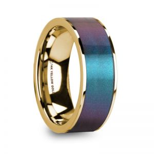 14k Y Gold Men’s Diamond Wedding Ring with Color Change Inlay