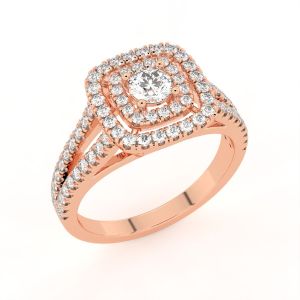 Split Shank Halo Diamond Engagement Ring