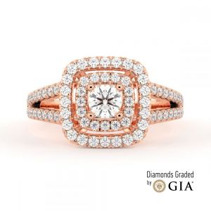 Split Shank Halo Diamond Engagement Ring