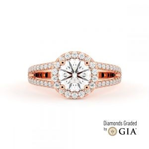 Split Shank Round Halo Diamond Engagement Ring